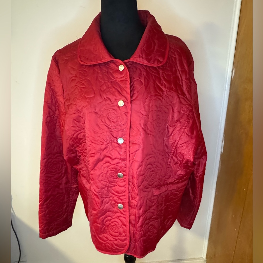 Women’s JG Hook Vintage Jacket with rose pattern stitching.